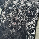 Hearujoy Y2K Retro Gothic Skull Print T-shirt American Street Fashion Oversize Short Sleeves Men Hip Hop Punk Harajuku Casual Cotton Tops